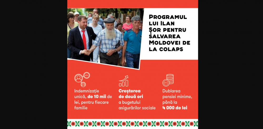 Planul lui Ilan Șor de salvare a Moldovei de la colaps: Dublarea pensiei minime și oferirea unei indemnizații unice, de 10 mii de lei